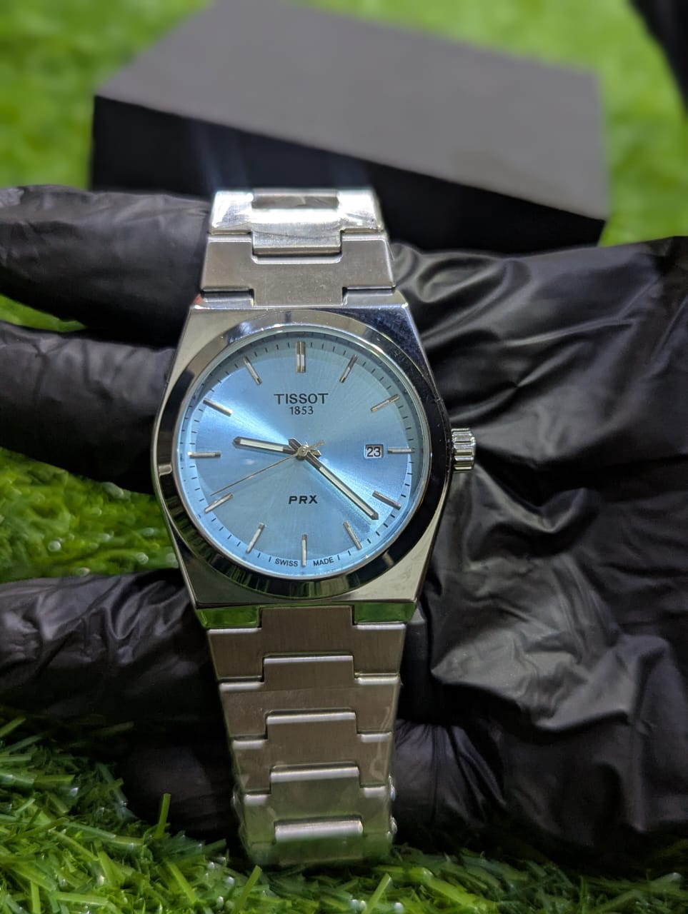 "Tissot PRX Style Stainless Steel Watch – Green, Black, Silver & Blue Dial Collection"