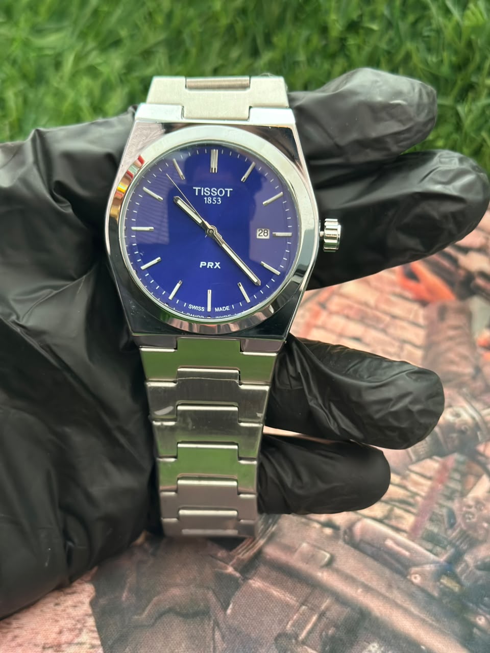 "Tissot PRX Style Stainless Steel Watch – Green, Black, Silver & Blue Dial Collection"