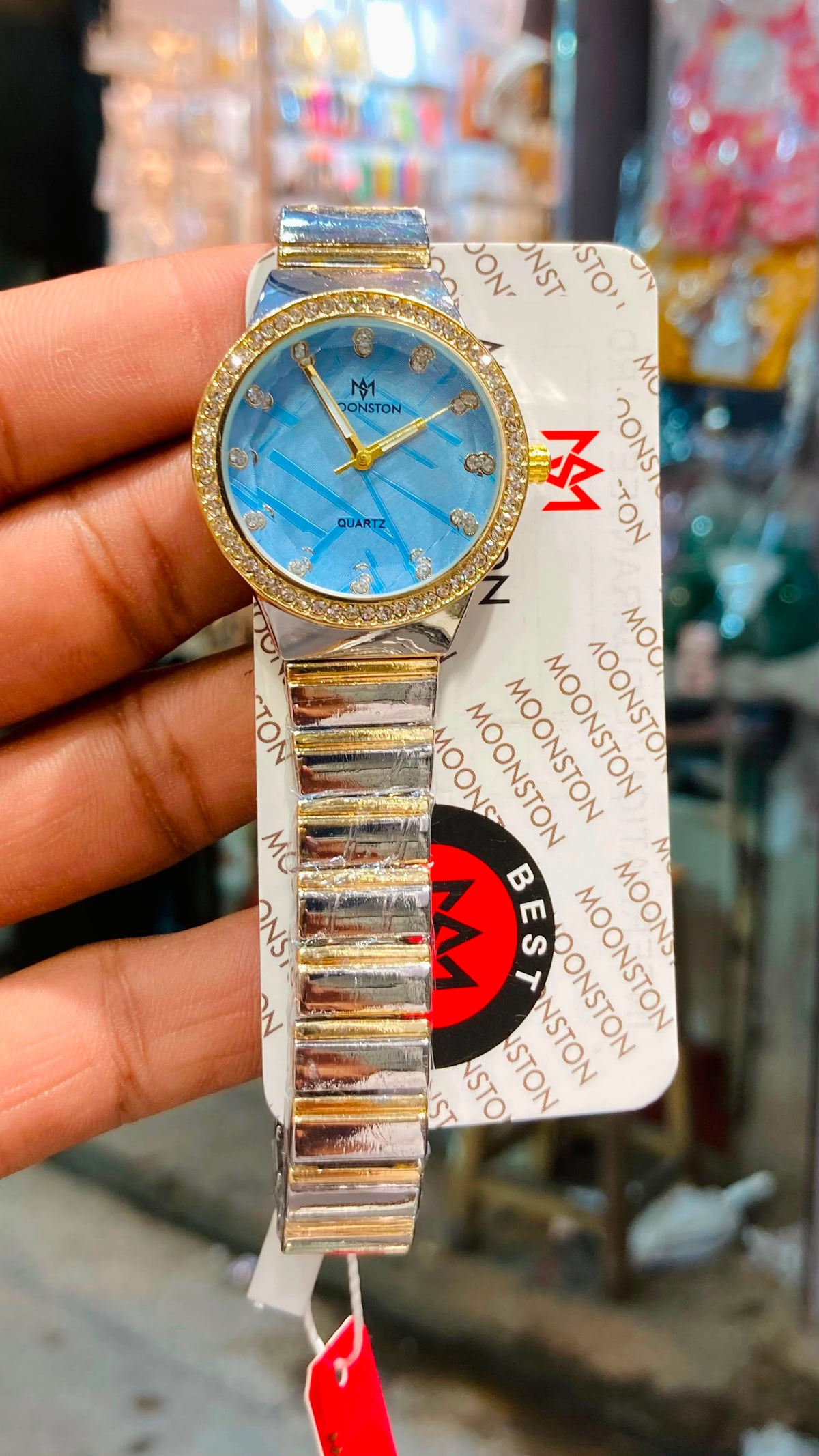 MOONSTON Luxury Crystal Two-Tone Ladies Quartz Watch