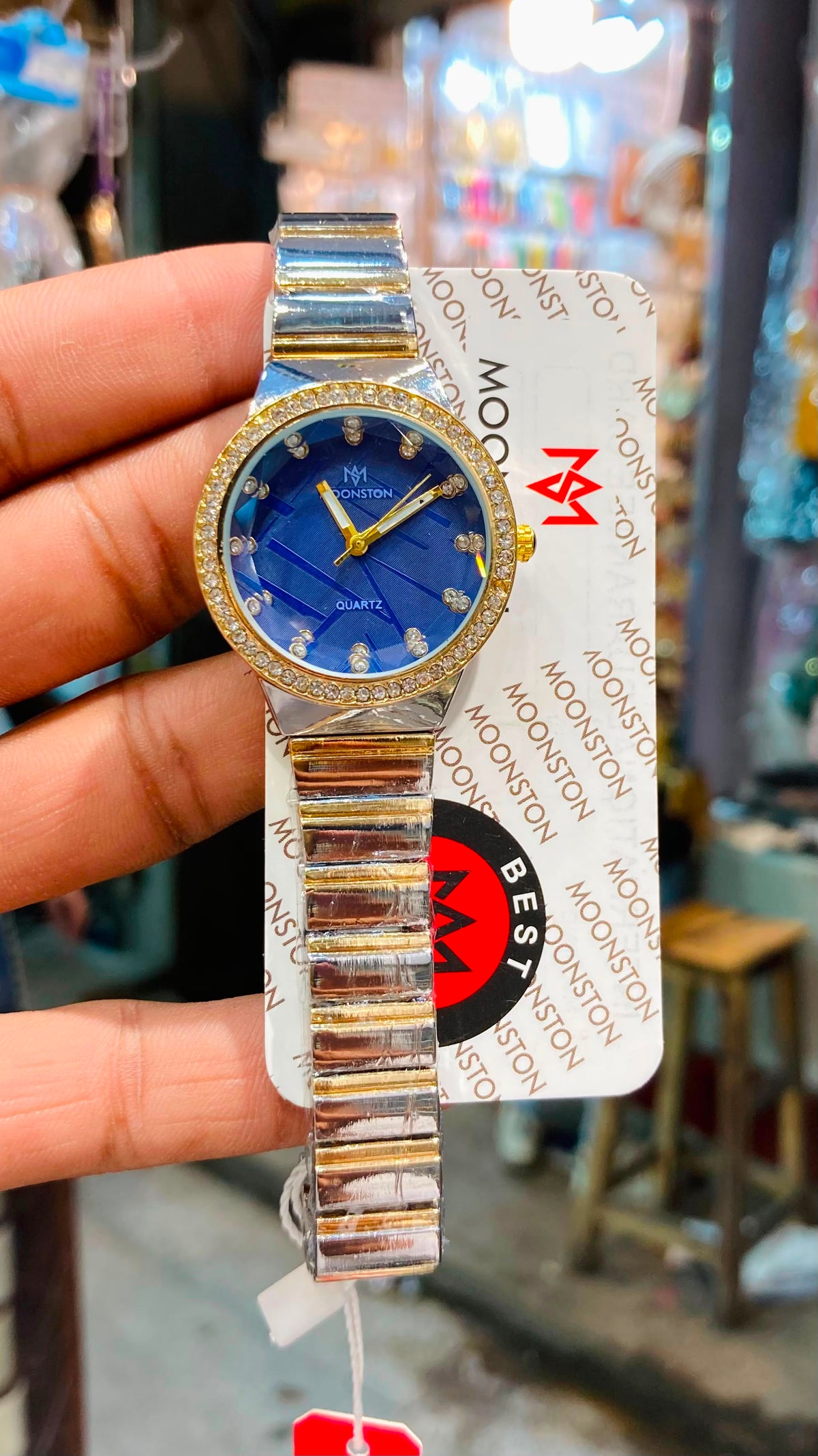 MOONSTON Luxury Crystal Two-Tone Ladies Quartz Watch