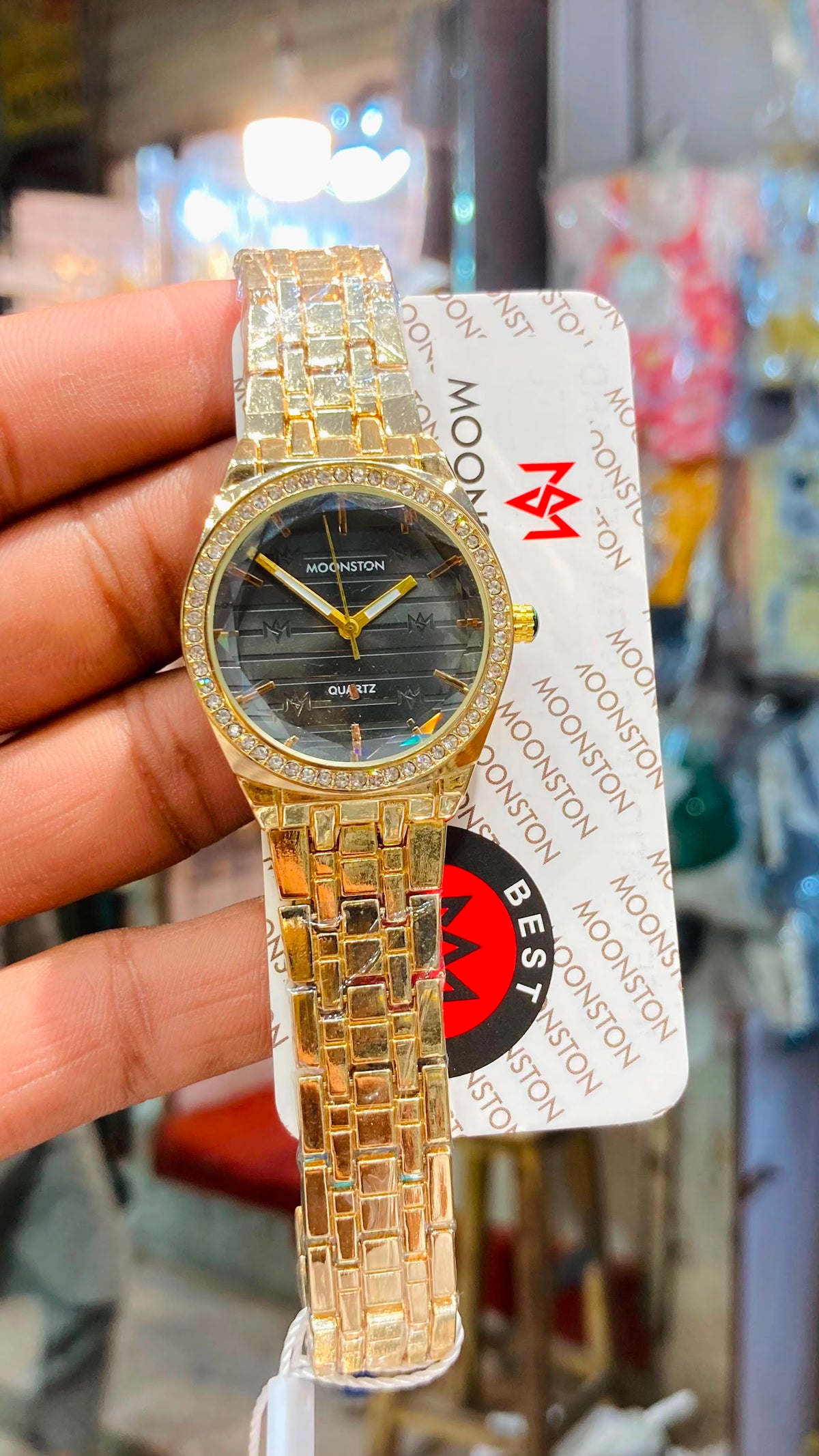 MOONSTON Luxury Crystal Two-Tone Ladies Quartz Watch