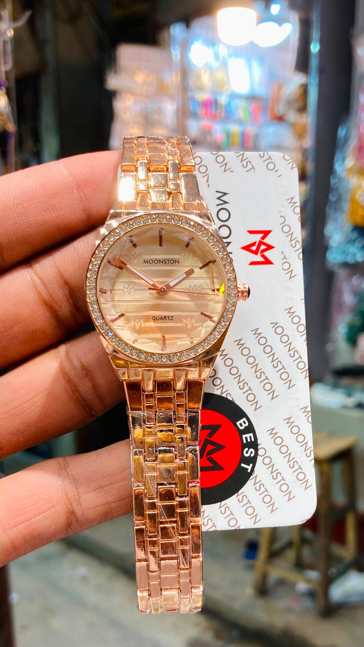 MOONSTON Luxury Crystal Two-Tone Ladies Quartz Watch