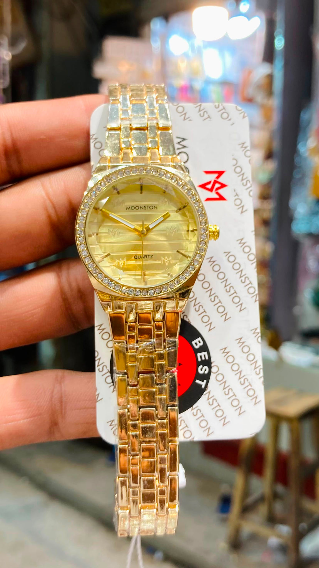 MOONSTON Luxury Crystal Two-Tone Ladies Quartz Watch